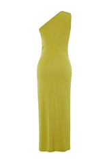 Limited Edition Oil Green Accessory Detailed Maxi Flexible Knitted Pencil Dress Twoss24el00564