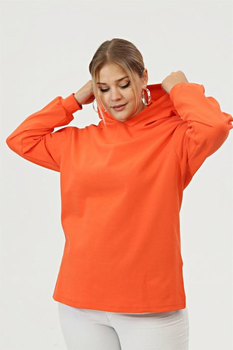 Hooded Ribbed Ribbed Sweat-orange Sea-sw2119