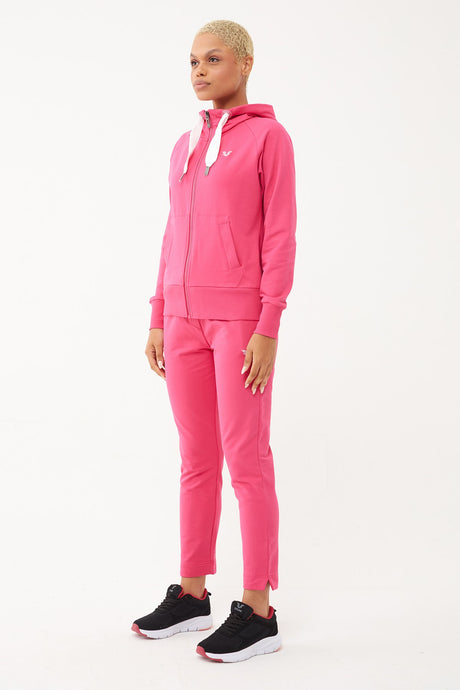 Women's Salmon Organic Cotton Zipper Hooded Sports Tracksuit Top 0728 Tb23wy06s0728-1