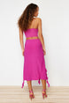 Fuchsia Slit And Ruffle Detail Maxi Skirt Twoss24et00066