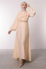 Women's Beige (stone) Satin Evening Dress T 0595 24kabeltr0595