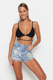 Blue Mini Denim Ripped 100% Cotton Shorts & Bermuda Tbess23sr00037