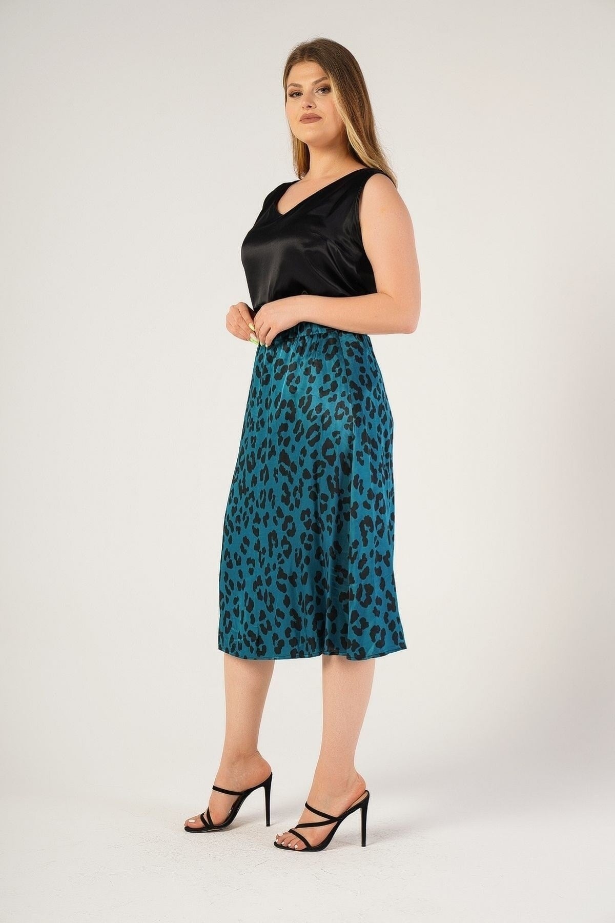 Plus Size Leopard Print Skirt 230700016