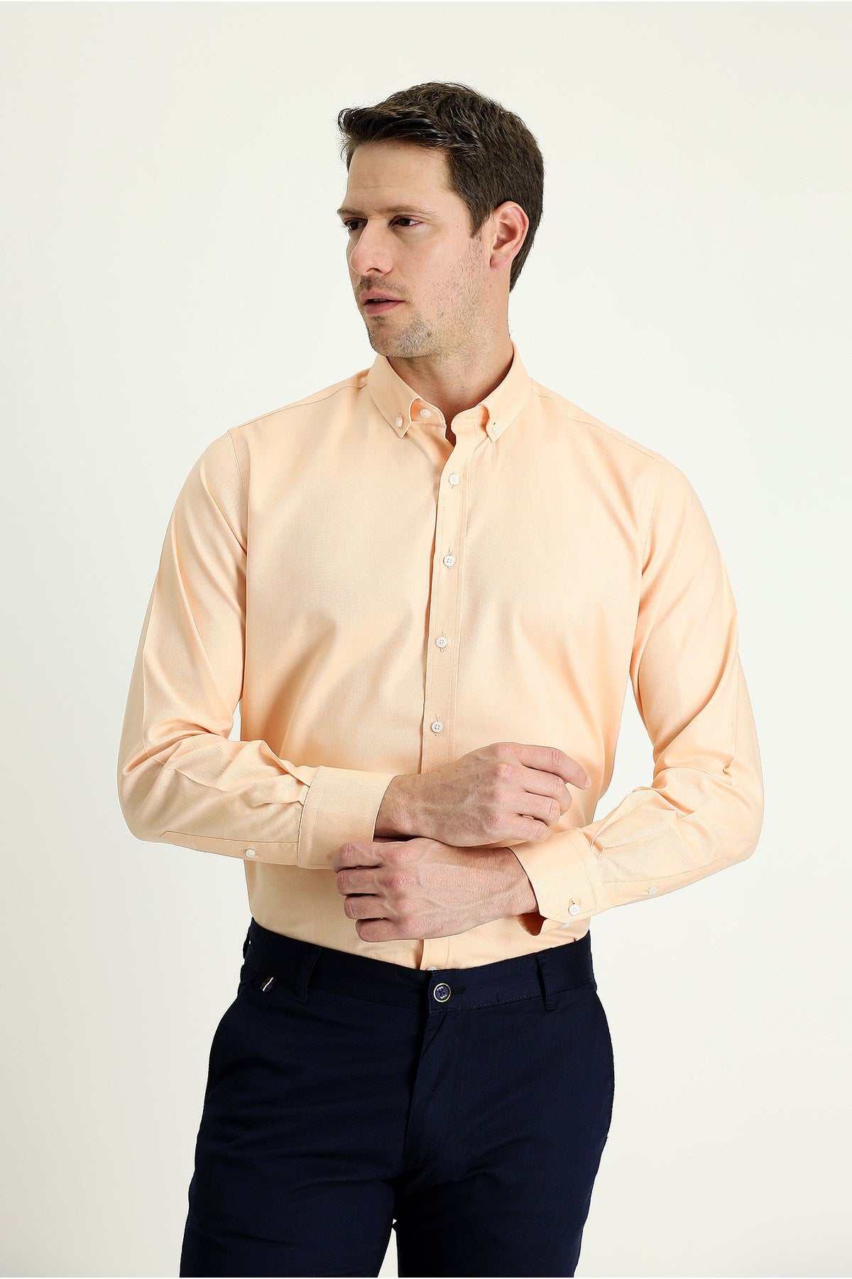 Long Sleeve Regular Fit Oxford Cotton Shirt 469296