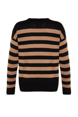 Black Striped Knit Sweater Twoaw24kz00647