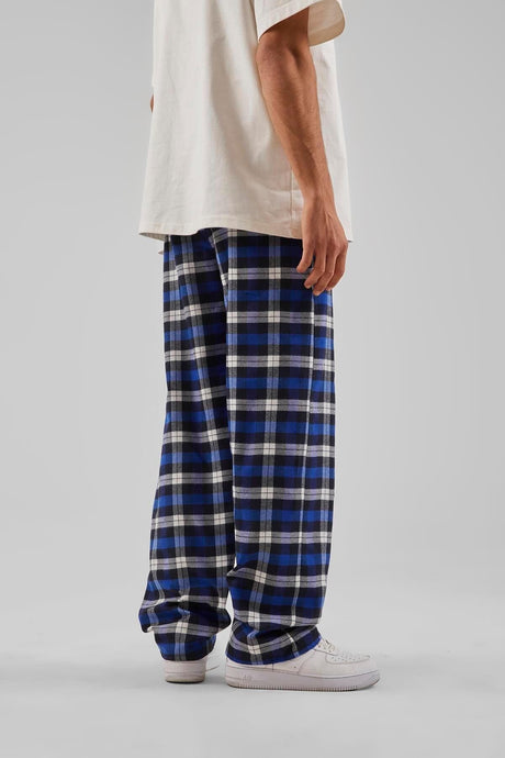 Plaid Pattern Waist Elastic Black Pajamas Flaw-211-004-002