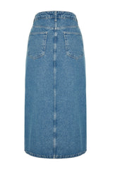 Blue Slit Midi Denim Skirt Twoaw24et00086