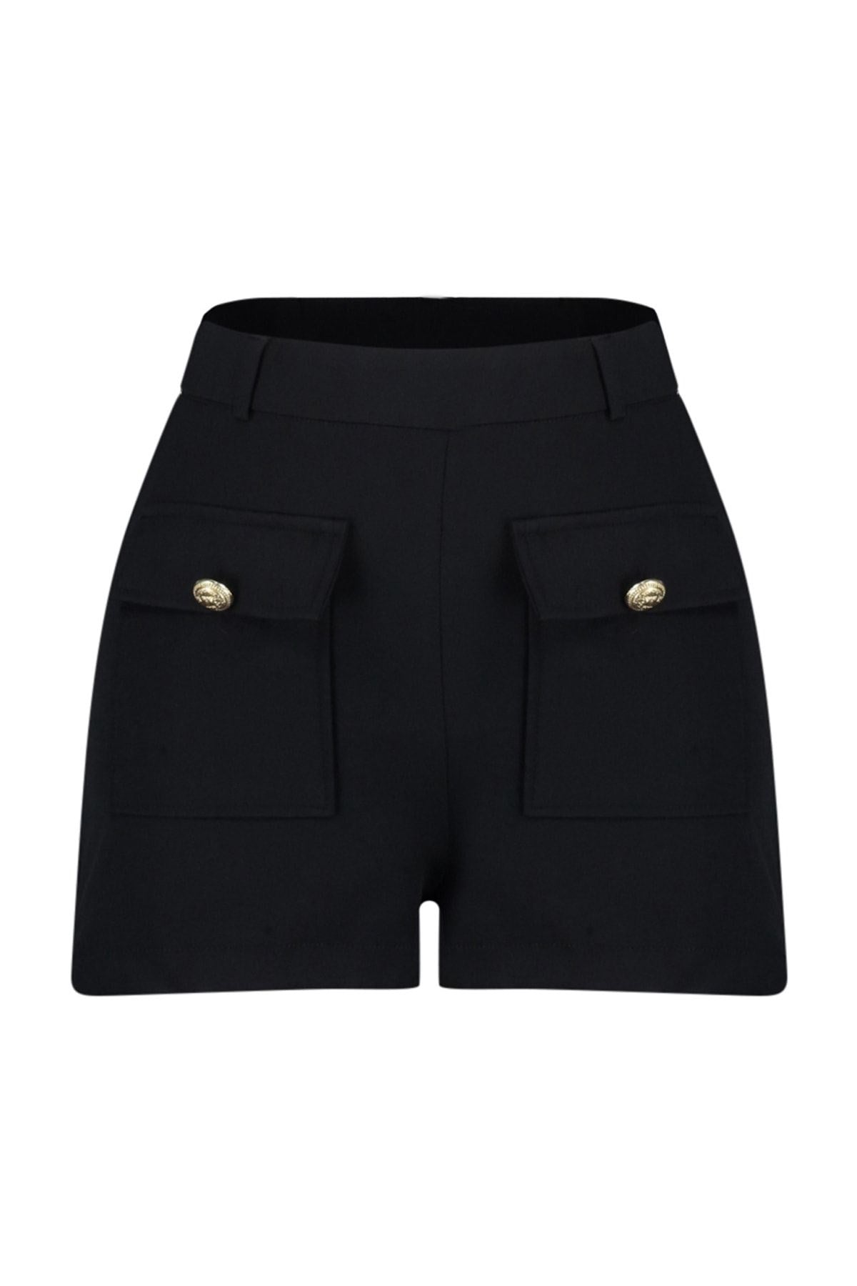 Black Pocket Detailed Woven Shorts Twoaw24sr00030