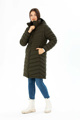 Women Long Removable Hooded Padded Water Repellent Inflatable Coat 8642 Gfx8642