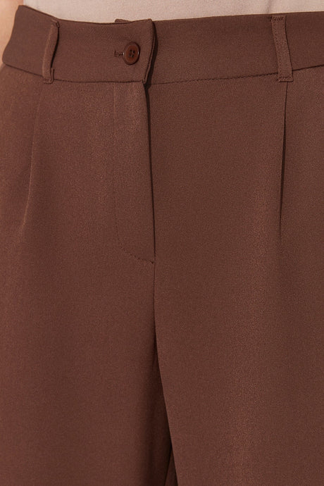 Brown High Waist Wide Leg/wide Leg Pleated Woven Pants Twoaw21pl0076