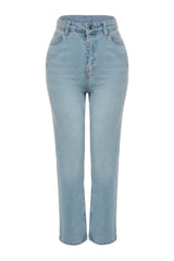 Dark Blue High Waist Straight Jeans Twoaw24je00082