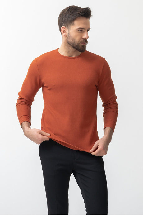 Anthracite Color Slim Fit Long Sleeve Crew Neck Men's T-shirt 36679.21k