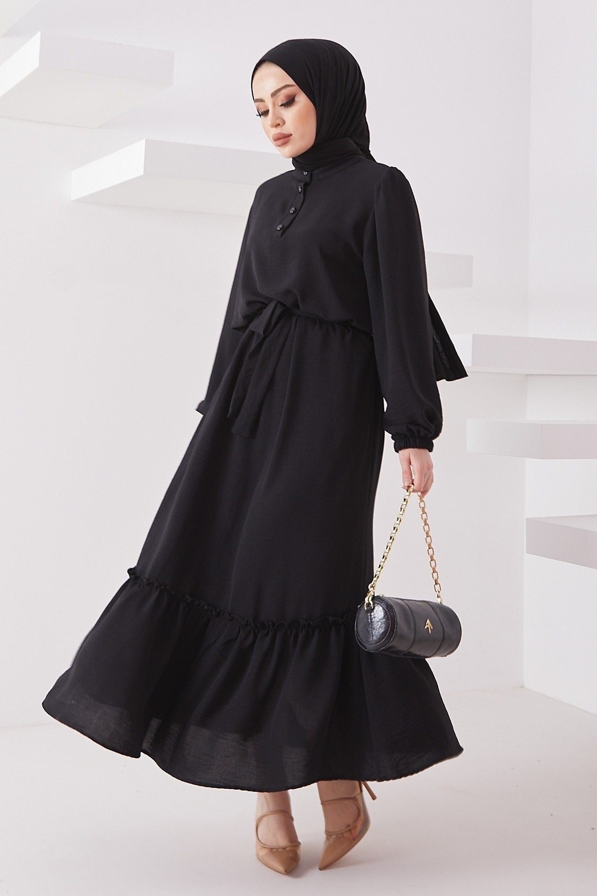 Meyra Button Ayrobin Dress - Black Ms00mc99300