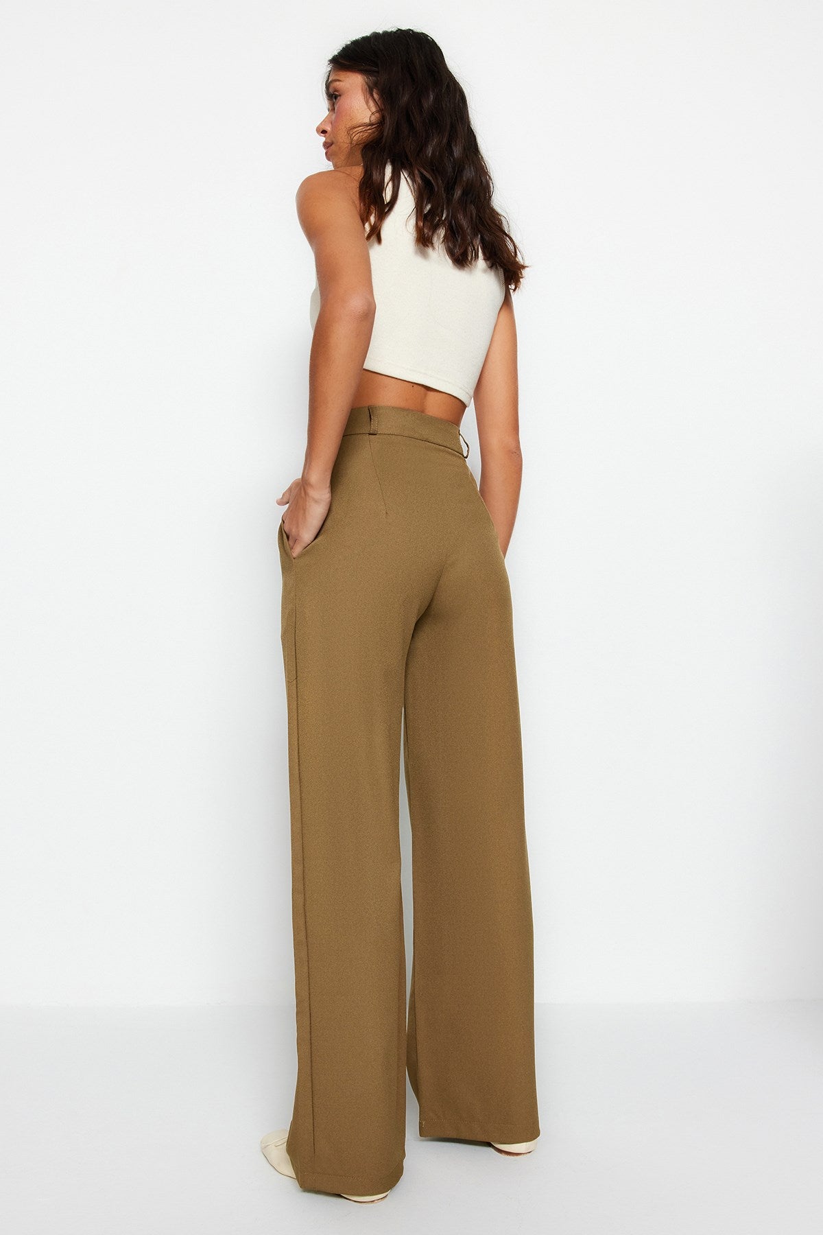 Black Wide Leg Wide Leg Woven Pants Twoaw22pl0263