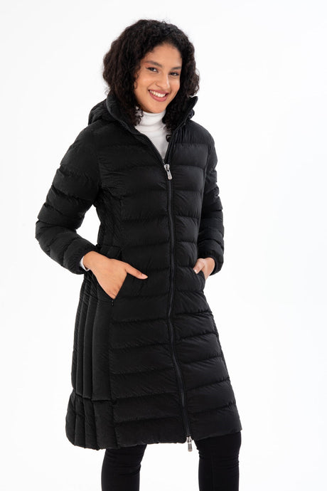 Women's Long Neck Detachable Hooded Padded Inflatable Coat 8664 Gfx8664