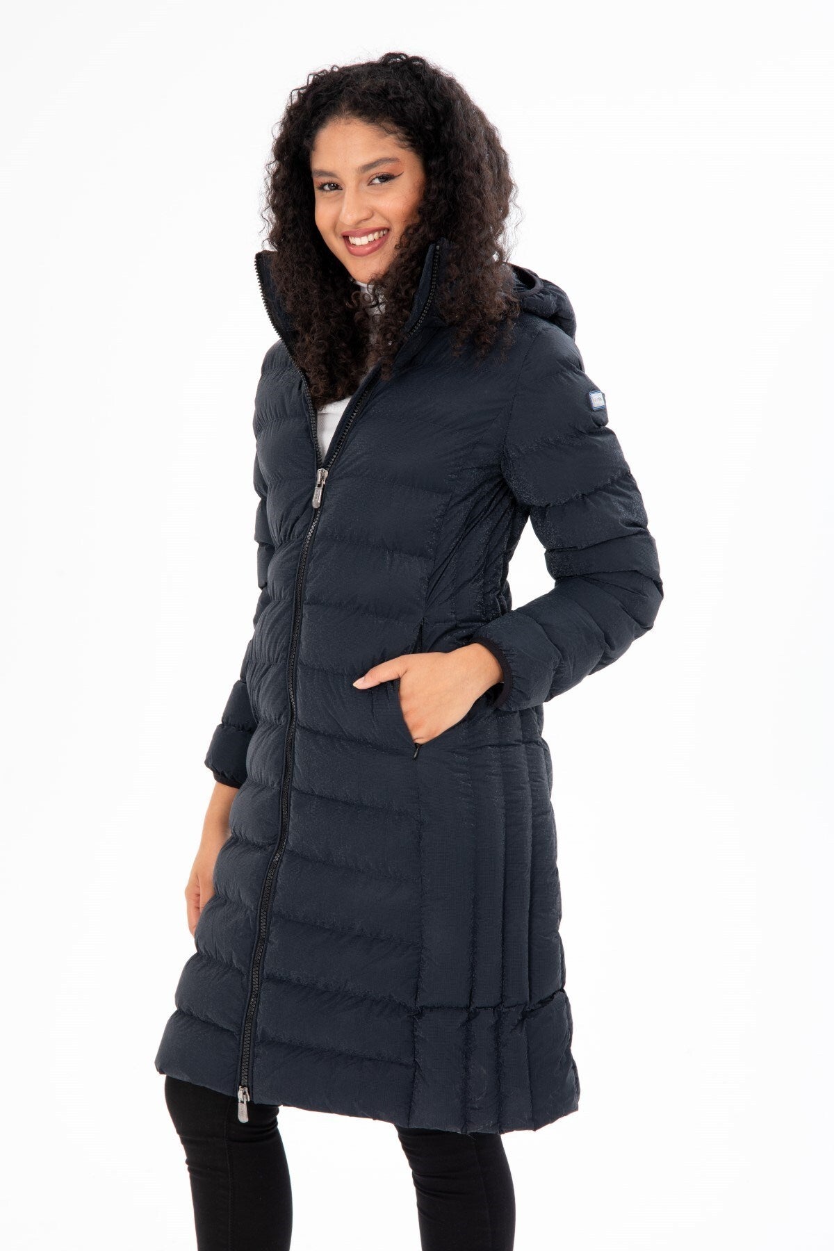 Women's Long Neck Detachable Hooded Padded Inflatable Coat 8664 Gfx8664