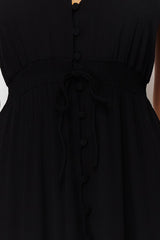 Black Maxi Woven Ruffle Beach Dress Tbess24el00092