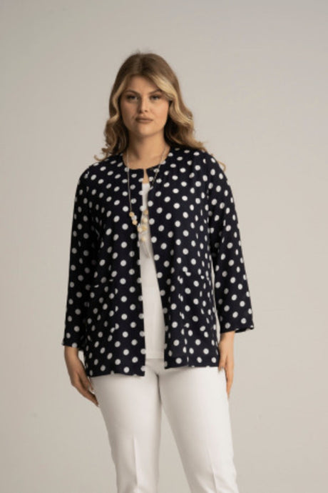 Plus Size Polka Dot Print Jacket And Blouse Duo Set 230650012