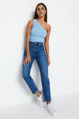 Black High Waist Mom Jeans Twoss23je00085