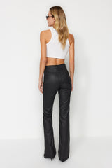 Black Coated High Waist Flare Jeans Twoaw24je00164