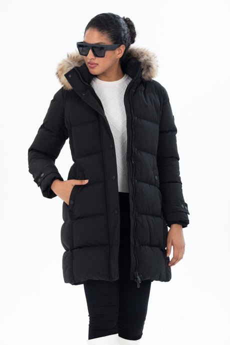 Women's Long Removable Fur Hooded Padded Windproof Inflatable Coat 8658 Gfx8658