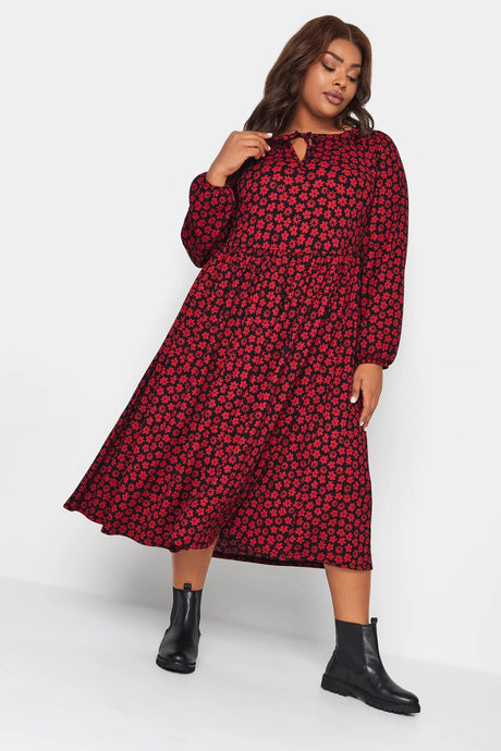 Plus Size Tie Polka Dot Pattern Long Dress 137626 Byk-23y-137625