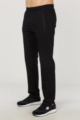 Black Men's Cotton/poly Zipper Pockets Casual Fit Straight Leg Sweatpants 1732 Tb19ma05s1732-1