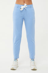 Women's Grey Melange Narrow Leg Organic Cotton Sports Tracksuit Bottoms 0667 Tb23wy05s0667-1