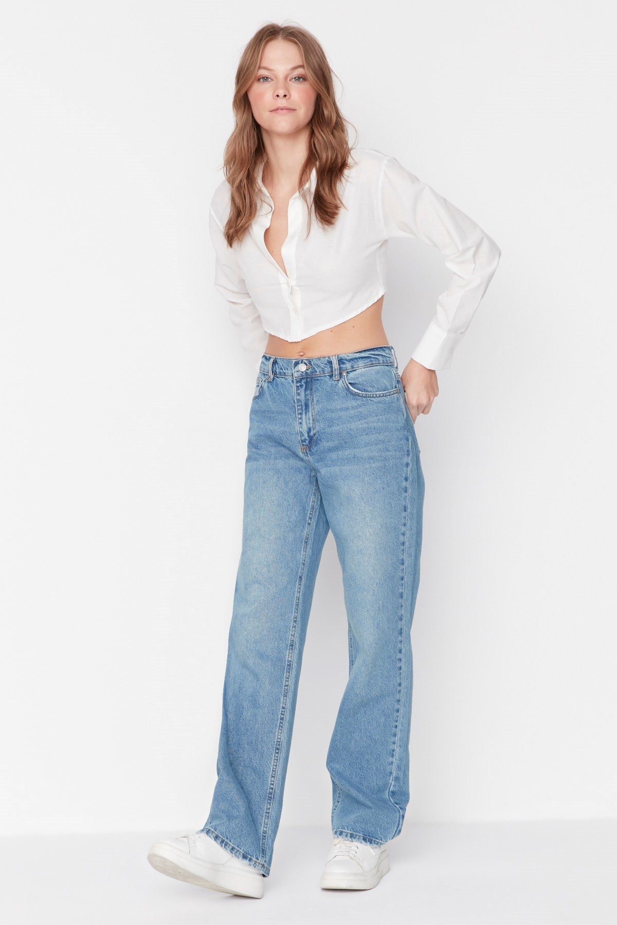 Blue Low Waist Wide Leg Jeans Twoaw23je00566