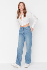 Blue Low Waist Wide Leg Jeans Twoaw23je00566