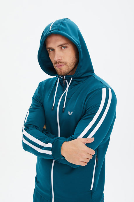 Men's Oil Hooded Pocket Zipper Solid Color Sport&casual Tracksuit Top Tracksuit 0755 Tb23ml01s0755-1