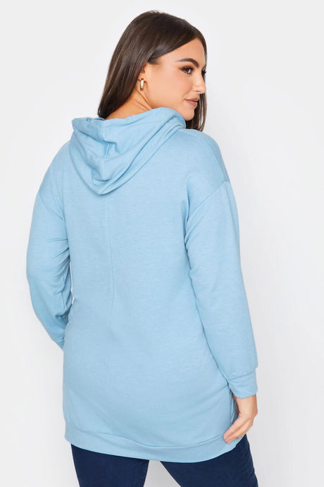 Plus Size Hoodie Sweatshirt With Sequin And Lettering Detail Long Sleeve Pocket 302566 Byk-23y-30256