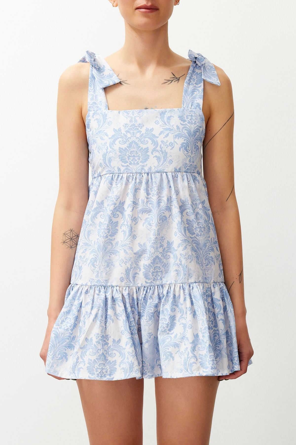 Blue Ruffle Detailed Fitted Woven Dress Tedss24el00026