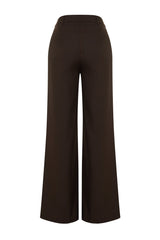 Brown Wide Leg Wide Leg Pleated Woven Pants Twoaw22pl0475