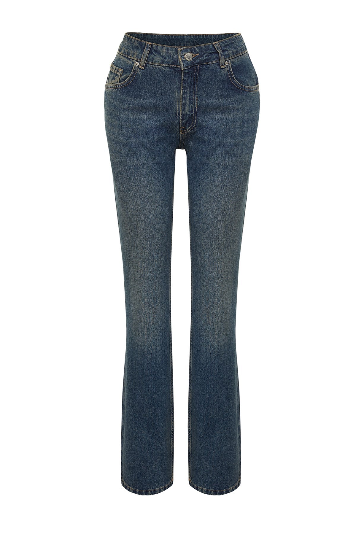 Dark Blue Low Waist Straight Jeans Twoss24je00100