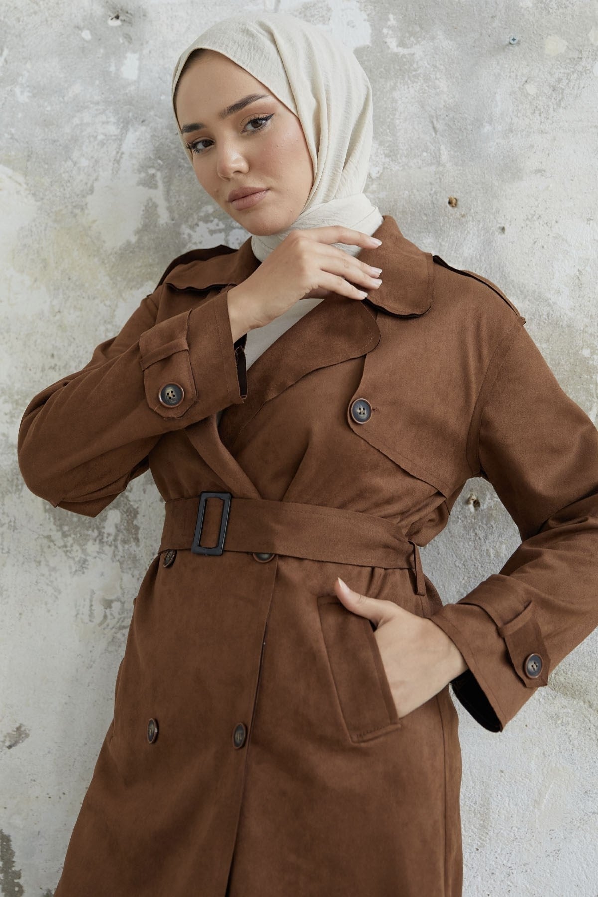 Scuba Suede Trench With Minka Belt - Taba Ms00an0011