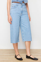 Blue More Sustainable High Waist Denim Bermuda Twoss24sr00159