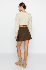 Black Pleated Mini Woven Skirt Twoaw23et00059