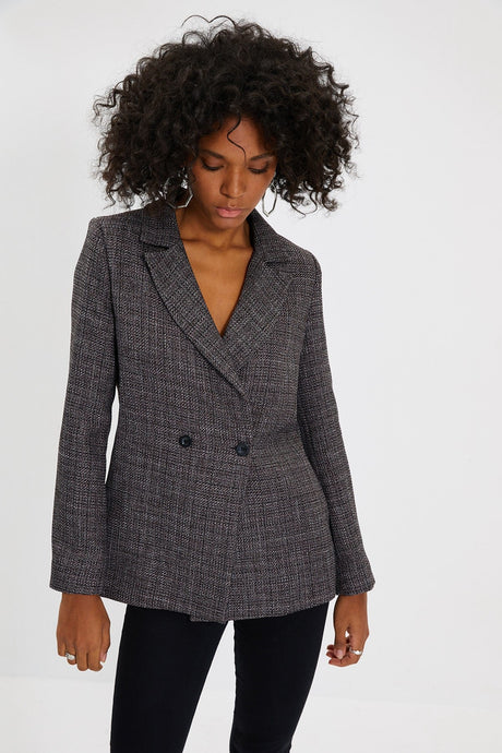 Anthracite Regular Lined Buttoned Woven Blazer Jacket Twoaw22ce0667