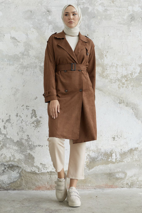 Scuba Suede Trench With Minka Belt - Taba Ms00an0011