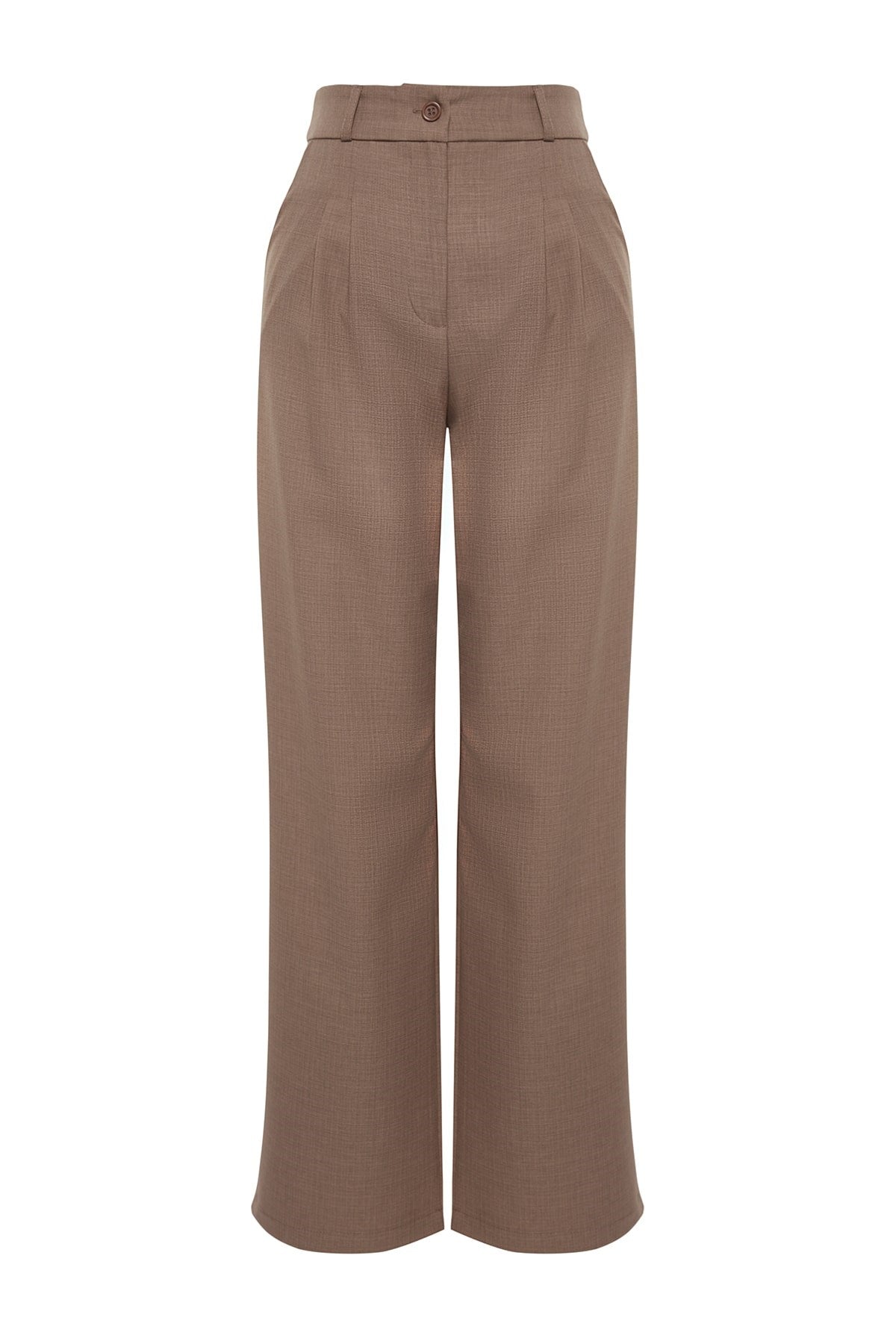 Brown Wide Leg Wide Leg Pleated Woven Pants Twoaw22pl0475