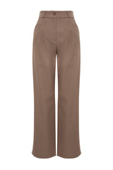 Brown Wide Leg Wide Leg Pleated Woven Pants Twoaw22pl0475