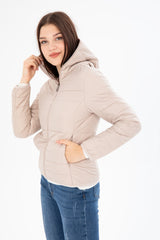 Women Quilted Seasonal Inflatable Coat Fixed Hooded Full Length Zipper 8398 Gfx8398