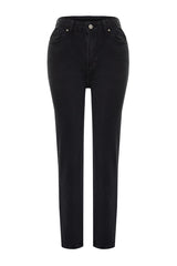 Black High Waist Comfort Straight Jeans Twoaw24je00176