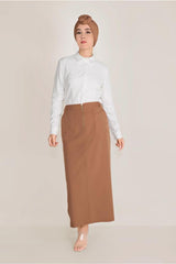 Women's Khaki (a.khaki) Skirt With Front Zipper Pocket 60082 21yetktr60082