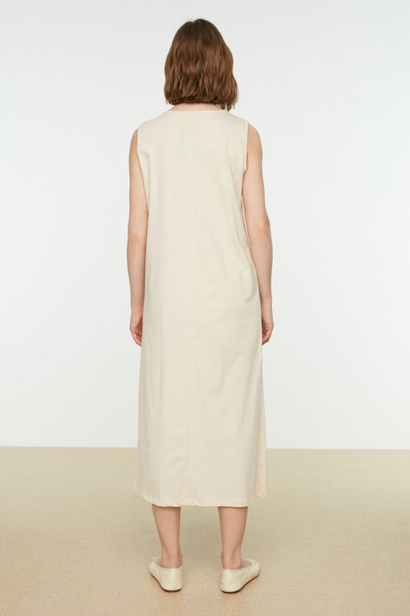 Beige Sleeveless Dress Liner-lining Tctss21uk0034