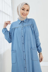 Mayra Robi Pocket Denim Dress - Light Blue Ms00in0922