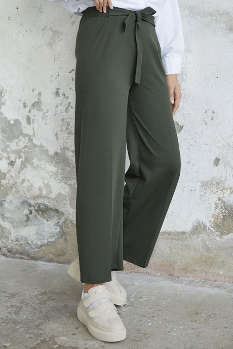 Loose Scuba Pants With Waist Belt - Stone Ms00mb00809