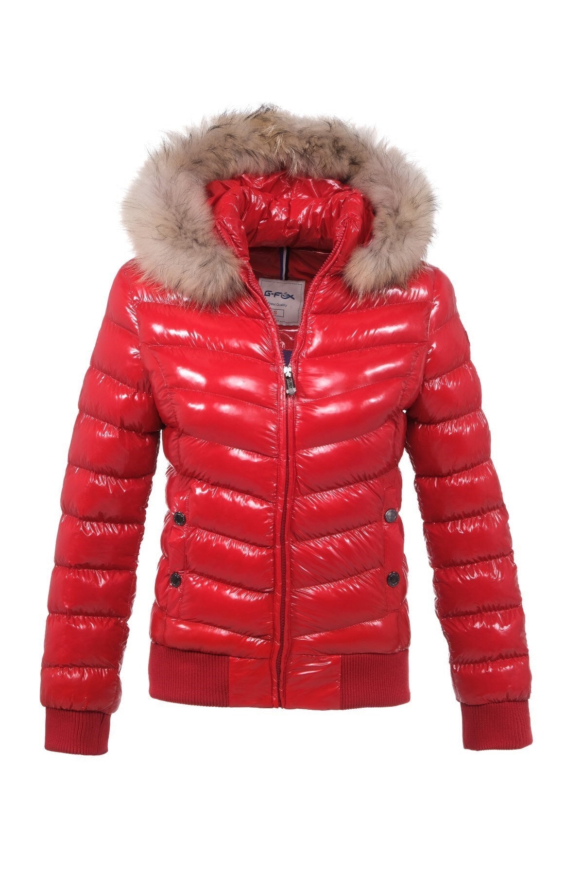 Women's Short Removable Fur Hooded Padded Water Repellent Inflatable Coat 8637 Gfx8637