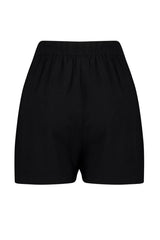 Black Woven Slit Linen Blended Shorts Skirt Tbess24sr00010